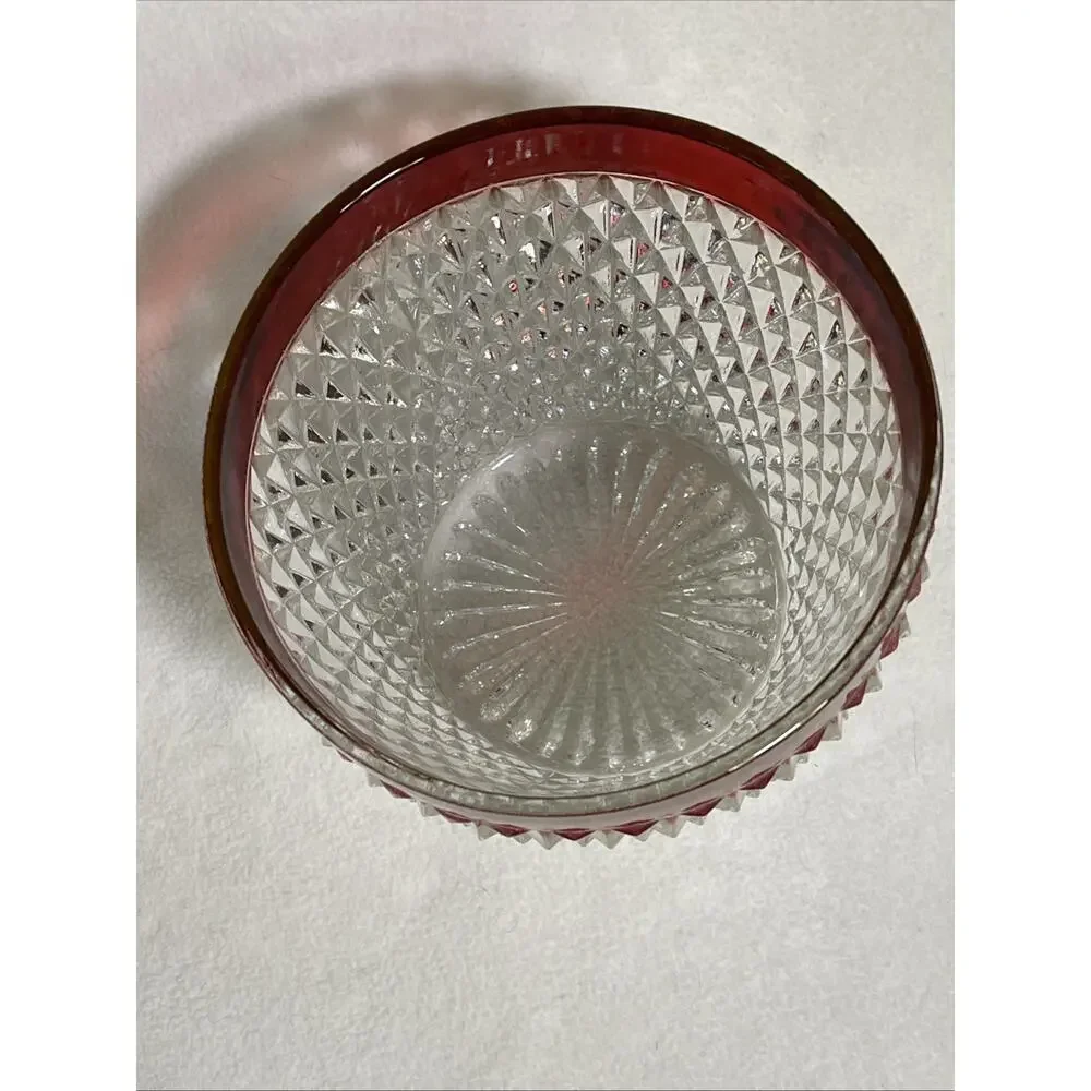 Indiana Glass Ruby Flash Diamond Point Ice Bucket Vintage